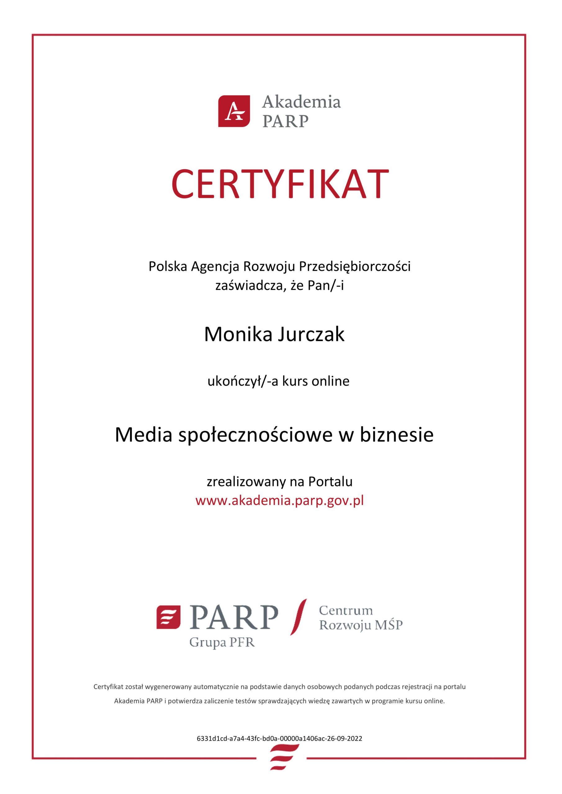 Certyfikat: media społecznościowe w biznesie
