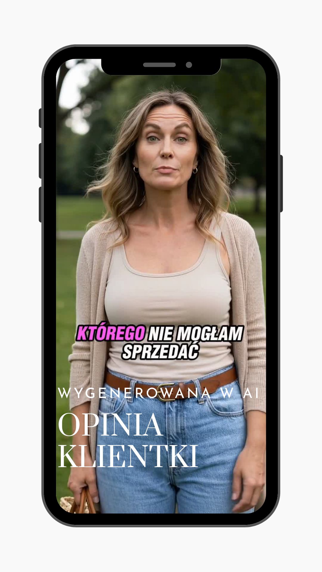 Kadr z wideo: Reklama z wykorzystaniem Modela AI , który mówi do kamery.